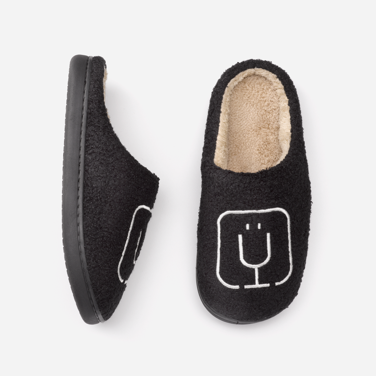 brumate-fuzzy-slippers-black-o7 apparel-slippers-above.png